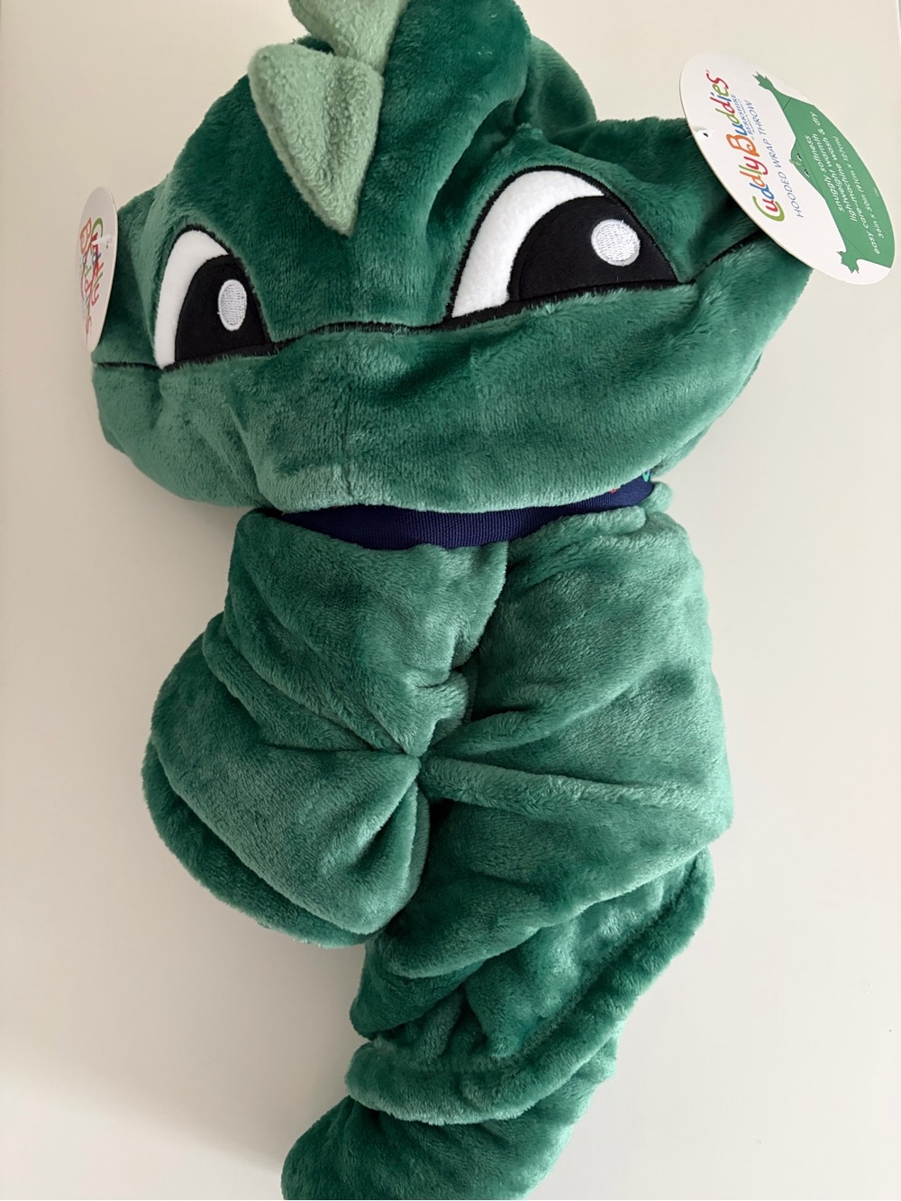 Berkshire Blanket Cuddly Buddies Hooded Wrap Throw Blanket Green Dinosaur NWT
